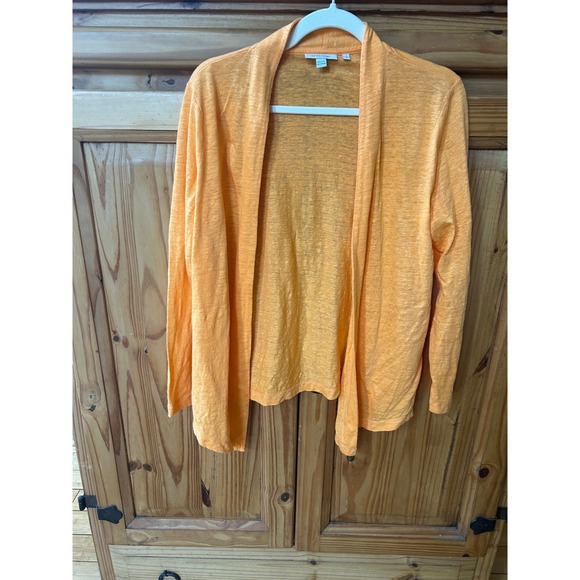 Chico's Sweaters - Chicos Orange 100% Linen Open Front Cardigan Sweater Womens Size 1 Medium M